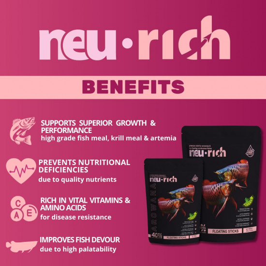 غذاء لأسماك الأروانا حجم وسط وكبير - Neu Rich Arowana Fish Food غذاء لأسماك الأروانا حجم وسط وكبير - Neu Rich Arowana Fish Food