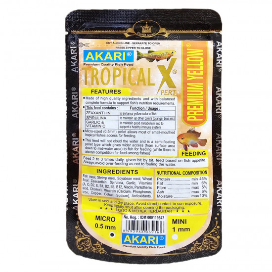 غذاء الأسماك الصغيرة للمحترفين وتقليل الإجهاد - Akari tropical X YELLOW غذاء الأسماك الصغيرة للمحترفين وتقليل الإجهاد - Akari tropical X YELLOW