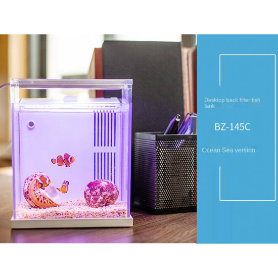 حوض كامل صغير مميز مع فلتر وإضاءة بحرية USB من شركة - QANVEE aquarium حوض كامل صغير مميز مع فلتر وإضاءة بحرية USB من شركة - QANVEE aquarium