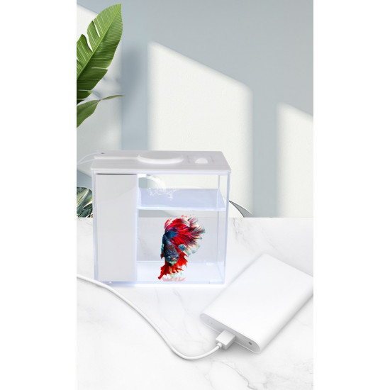 حوض إكريلك كيوت لأسماك الفايتر مع الفلتر والإضاءة أبيض - MINI aquarium حوض إكريلك كيوت لأسماك الفايتر مع الفلتر والإضاءة أبيض - MINI aquarium