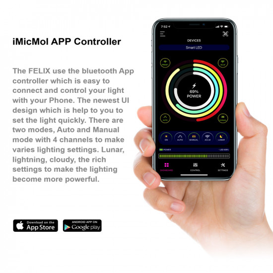 إضاءة فليكس LED مع خاصية WIFI بتحكم كامل وذكي وتصميم عصري بحجم 60سم - MicMol FELIX إضاءة فليكس LED مع خاصية WIFI بتحكم كامل وذكي وتصميم عصري بحجم 60سم - MicMol FELIX