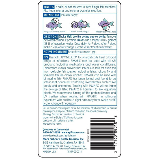 علاج مضاد لأمراض الفطريات - API PIMAFIX علاج مضاد لأمراض الفطريات - API PIMAFIX