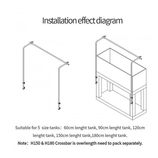 ستاند إحترافي من الأستانلس ستيل غير قابل لصدأ للأحواض الكبيرة - WEEK AQUA lighting bracket