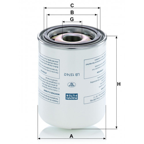 MANN FILTER COMPRESSED AIR-OIL SEPARATION LB1374/2 GERMANY