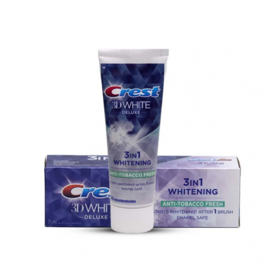 كرست بياض 3D معجون اسنان 3 في 1 تبييض إنتعاش للمدخنين - 75 مل كرست بياض 3D معجون اسنان 3 في 1 تبييض إنتعاش للمدخنين - 75 مل