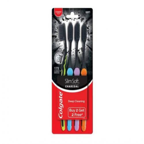 Colgate - كولجيت كولجيت فرشاة أسنان سليم سوفت بالفحم 4 قطع  Colgate - كولجيت كولجيت فرشاة أسنان سليم سوفت بالفحم 4 قطع
