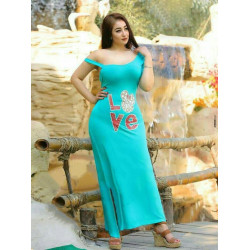 قميص نوم قطني طويل كتف وكتف