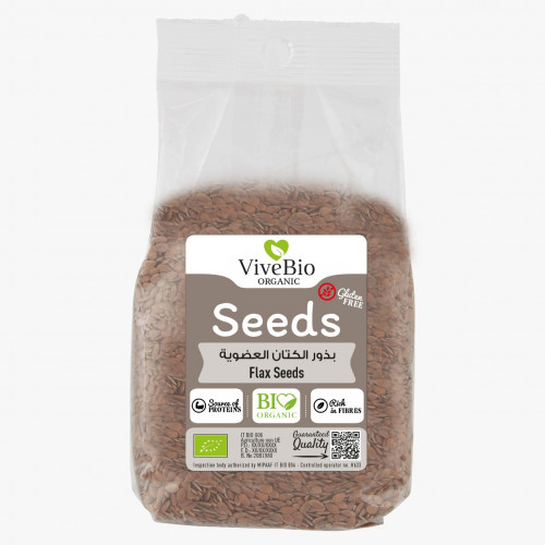 بذور الكتان البنية  العضوية 500جم فيف بايو  بذور الكتان البنية  العضوية 500جم فيف بايو