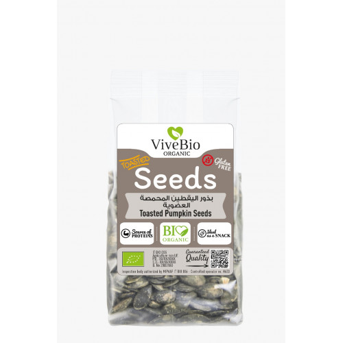 بذور يقطين محمصة عضوية 120جم فيف بايو بذور يقطين محمصة عضوية 120جم فيف بايو