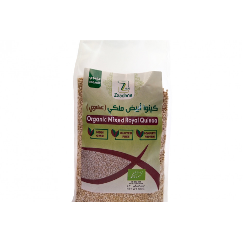حبوب كينوا ابيض ملكي عضوي 500جم زادنا