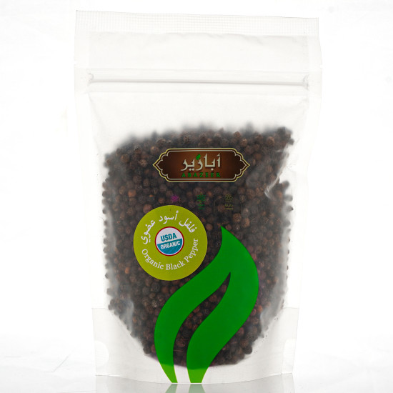 فلفل اسود عضوي حب  200جم  ابازير  فلفل اسود عضوي حب  200جم  ابازير