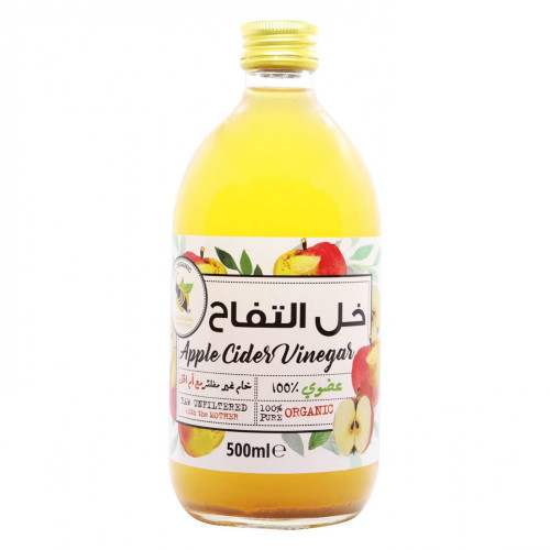 خل التفاح العضوي مع ام الخل 500 مل منتج الطبيعة 