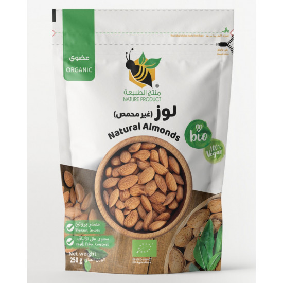 لوز عضوي غير محمص 250جم منتج الطبيعة لوز عضوي غير محمص 250جم منتج الطبيعة