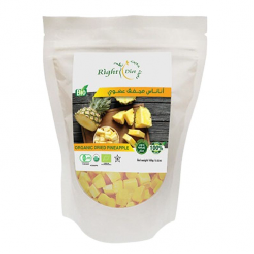 اناناس مجفف خالي من السكر عضوي 100 جرام - رايت دايت اناناس مجفف خالي من السكر عضوي 100 جرام - رايت دايت
