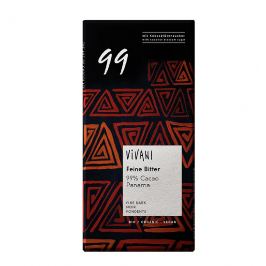 فيفاني شوكولاته داكنة 99% مع حبيبات الكاكاو عضوية 80جم فيفاني شوكولاته داكنة 99% مع حبيبات الكاكاو عضوية 80جم