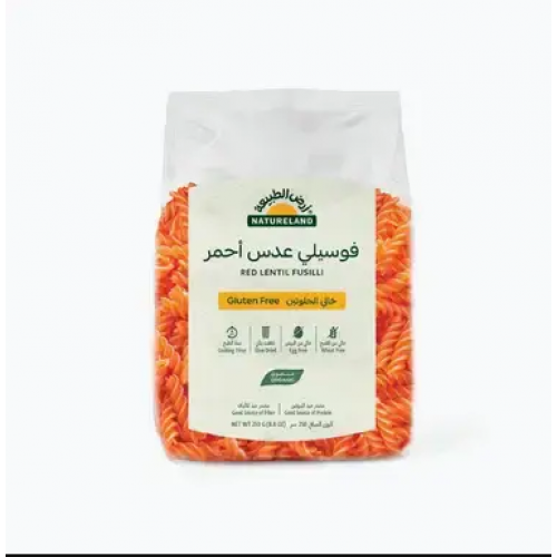  مكرونة فوسيلي عدس احمر  عضوية وخالية من الجلوتين 250جم  ارض الطبيعة