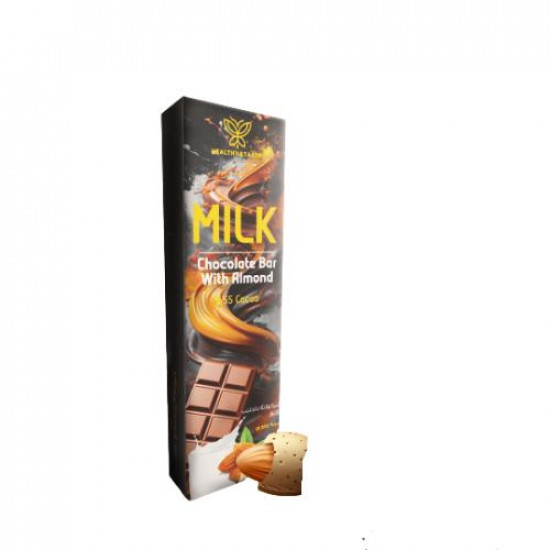 بار شوكولاته بالحليب باللوز 40جم هلثي اند تيستي بار شوكولاته بالحليب باللوز 40جم هلثي اند تيستي