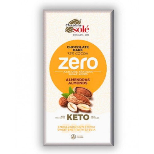 شوكولاتة داكنة 72% مع اللوز (بدون إضافة سكر) 100جم نباتي خالي من الغلوتين شوكولاتة داكنة 72% مع اللوز (بدون إضافة سكر) 100جم نباتي خالي من الغلوتين