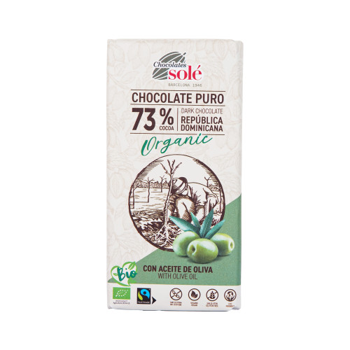 شوكولاتة داكنة 73% مع زيت الزيتون عضوي 100جم  خالي من الغلوتين نباتي شوكولاتة داكنة 73% مع زيت الزيتون عضوي 100جم  خالي من الغلوتين نباتي
