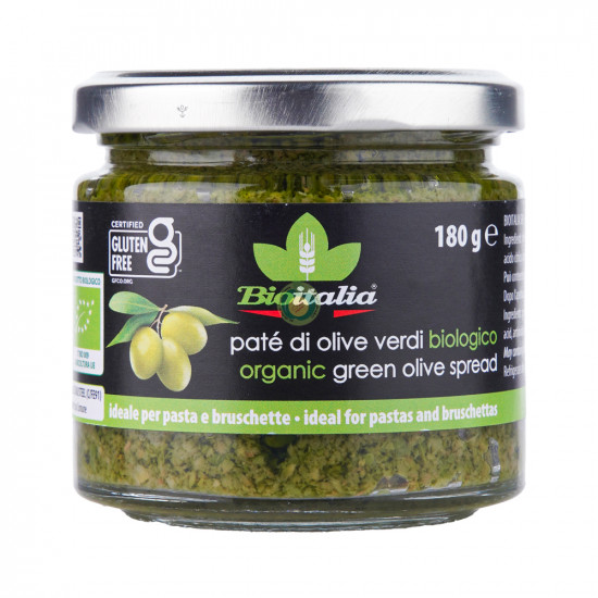 زيتون اخضر عضوي قابل للدهن 180جم خالي من الغلوتين زيتون اخضر عضوي قابل للدهن 180جم خالي من الغلوتين