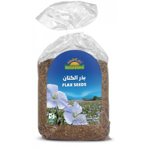 بذور الكتان بني عضوي 500 جم ارض الطبيعه  بذور الكتان بني عضوي 500 جم ارض الطبيعه