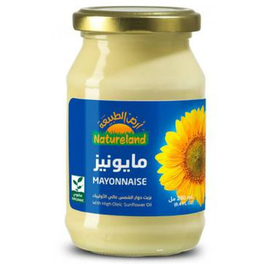 مايونيز بزيت دوار الشمس عالي الأولييك 250مل عضوي أرض الطبيعة مايونيز بزيت دوار الشمس عالي الأولييك 250مل عضوي أرض الطبيعة