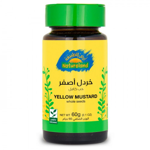 خردل اصفر  حب كامل 60جم عضوى ارض الطبيعة  خردل اصفر  حب كامل 60جم عضوى ارض الطبيعة