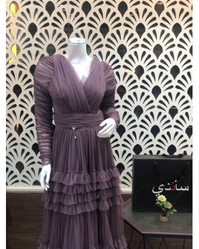 فستان تل ناعم بالكم  فستان تل ناعم بالكم