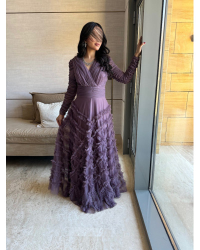 فستان سهره تل باللون الموف