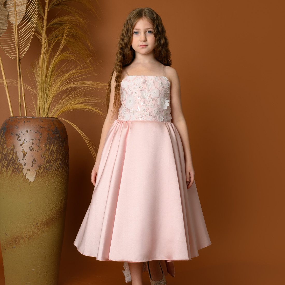 فستان سهرة بناتي مع ذيل طويل بتصميم فاخر - 800