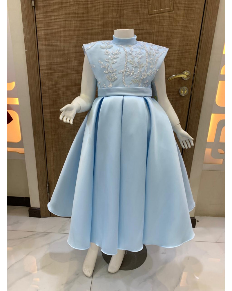 فستان بناتي سهرة 4 الوان بتصميم منفوش وتطريز ناعم - M3604