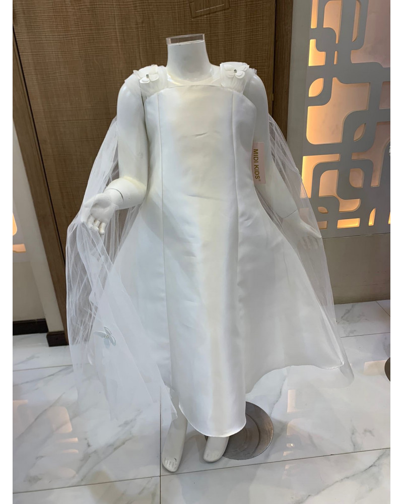 فستان بناتي سهرة لونين فراشات وذيل - M3565