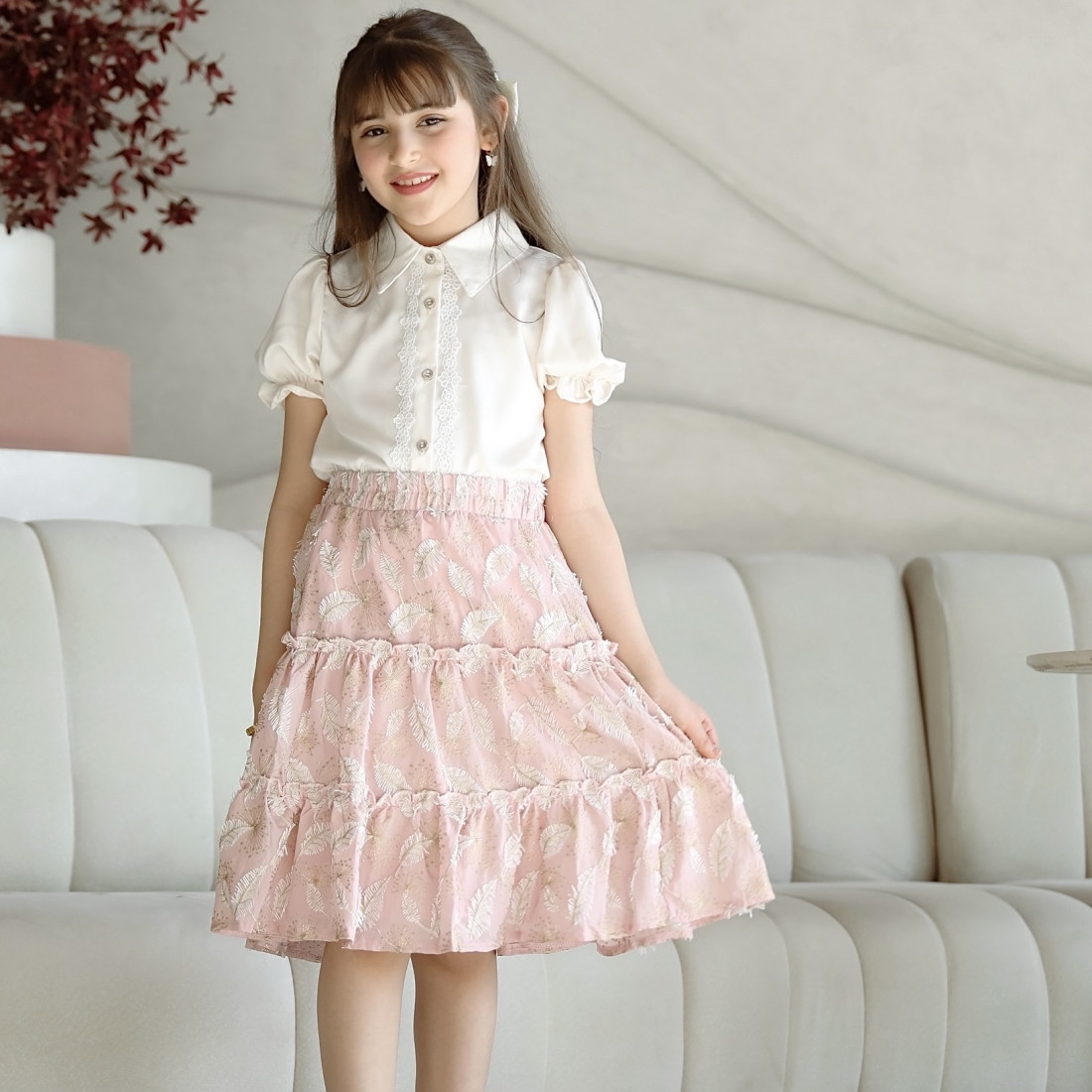 تيور بناتي بتطريز ورق الشجر - Mk2501002