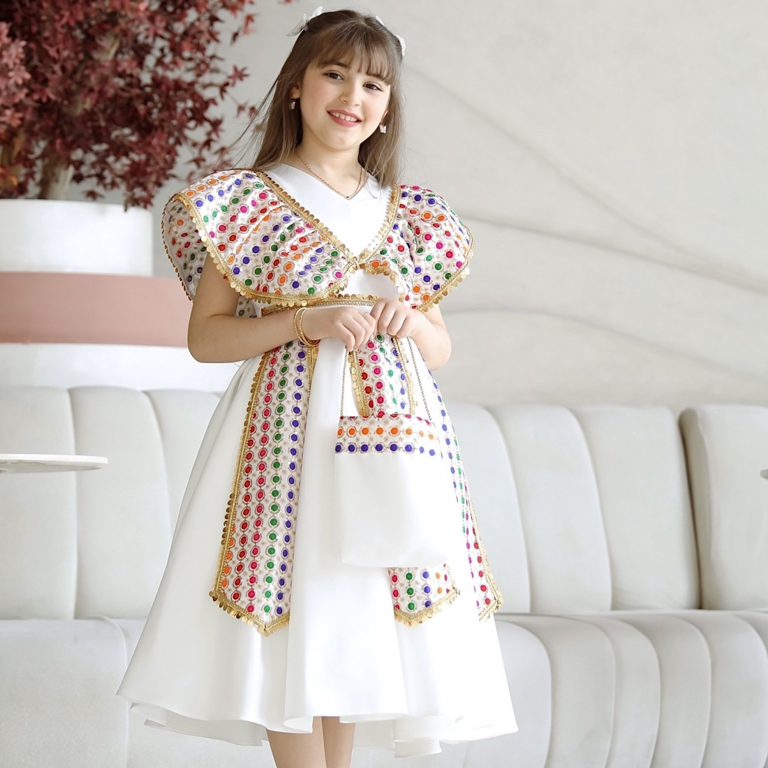 فستان بناتي قرقيعان اسهم مع شنطة - M3650