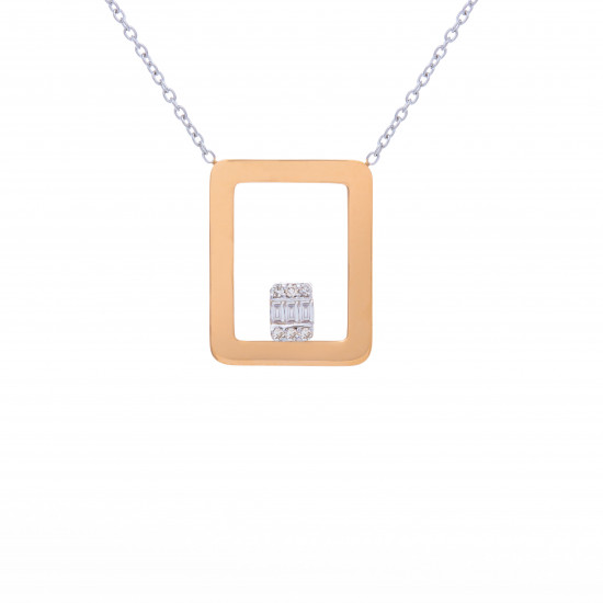 قلادة إطار ألماس الباجيت مجموعة "ايليترو" ذهب 18