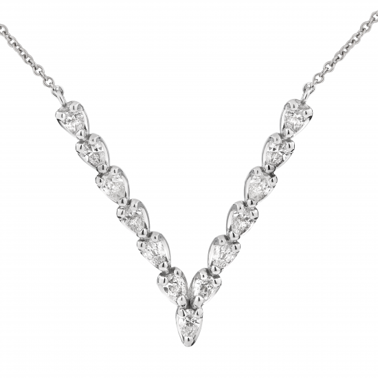 قلادة V-ألماس الدمعة من مجموعة " ريدينس" ذهب 18