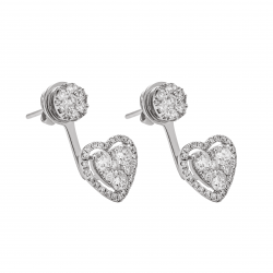 حلق قلب ألماس الراوند مجموعة "دازل" ذهب 18