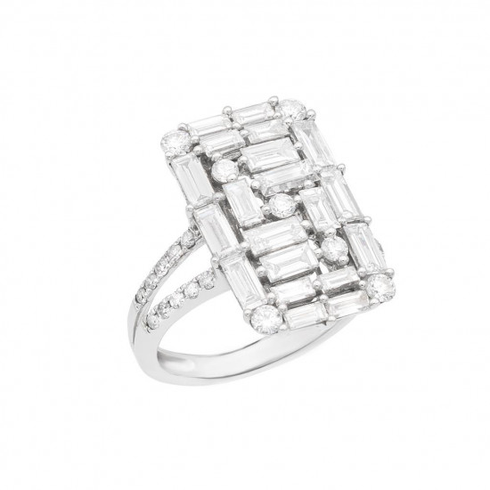 خاتم الماس الباجيت من ايليترو ذهب عيار   18