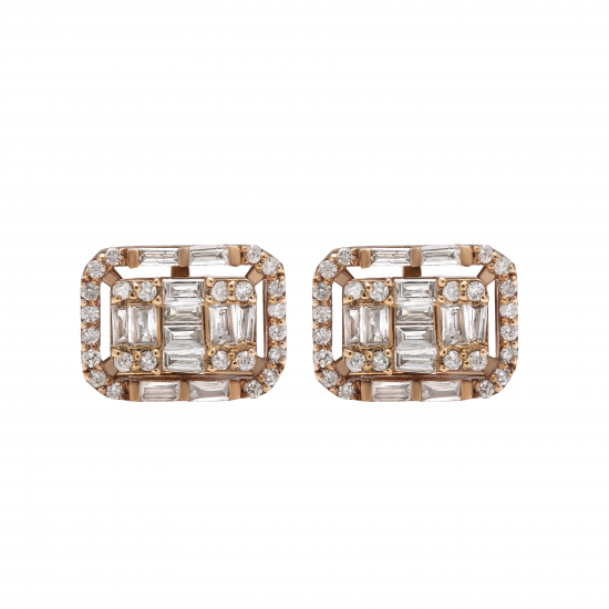 حلق ألماس الباجيت  من مجموعة "ايليترو" ذهب 18