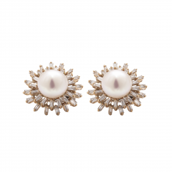 حلق زهرة شمس ألماس الباجيت من مجموعة روزاديل ذهب 18