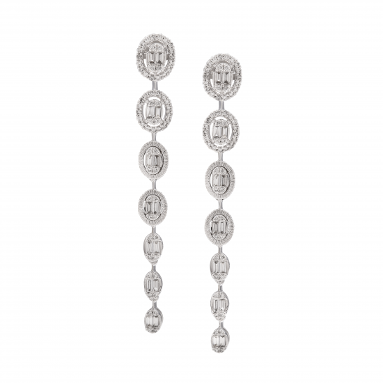 حلق ألماس الباجيت من مجموعة "ايليترو" ذهب 18