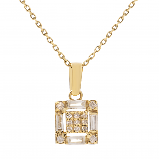 قلادة ألماس الباجيت الرباعي من مجموعة "ايليترو" ذهب18
