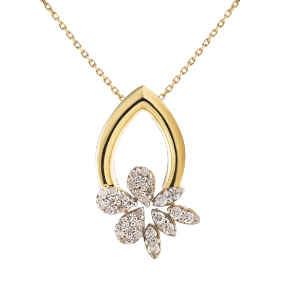 قلادة دمعة ألماس  الراوند من مجموعة "دازل"ذهب 18