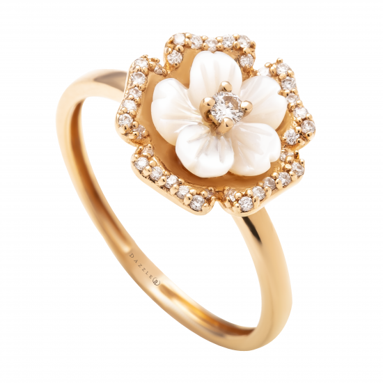 خاتم زهرة ألماس الراوند من مجموعة"روزاديل" ذهب 18 خاتم زهرة ألماس الراوند من مجموعة"روزاديل" ذهب 18