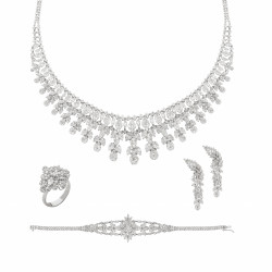 طقم دمعة ألماس الراوند من مجموعة"دازل برايد" ذهب18