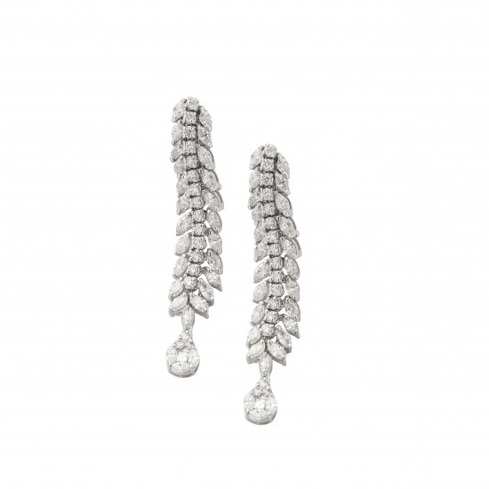 حلق دمعة ألماس الراوند من مجموعة "دازل برايد" ذهب 18