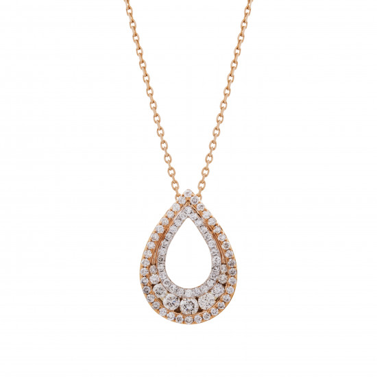 قلادة دمعة ألماس الراوند من مجموعة "دازل" ذهب 18