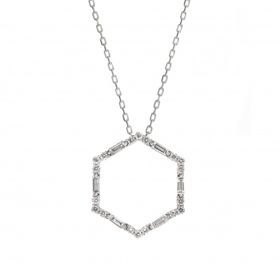 قلادة ألماس خماسية الباجيت من مجموعة "ايليترو" ذهب 18