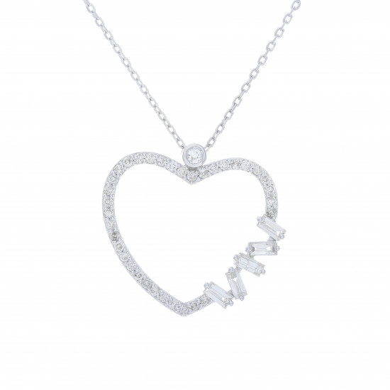 قلادة القلب المرصع بالألماس المستدير مجموعة "ايليترو" ذهب 18