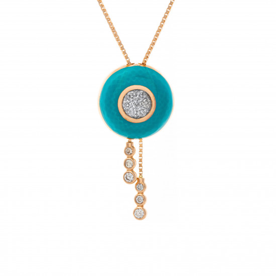 قلادة وردة الألماس المستدير مجموعة "روزاديل" ذهب 18 قلادة وردة الألماس المستدير مجموعة "روزاديل" ذهب 18